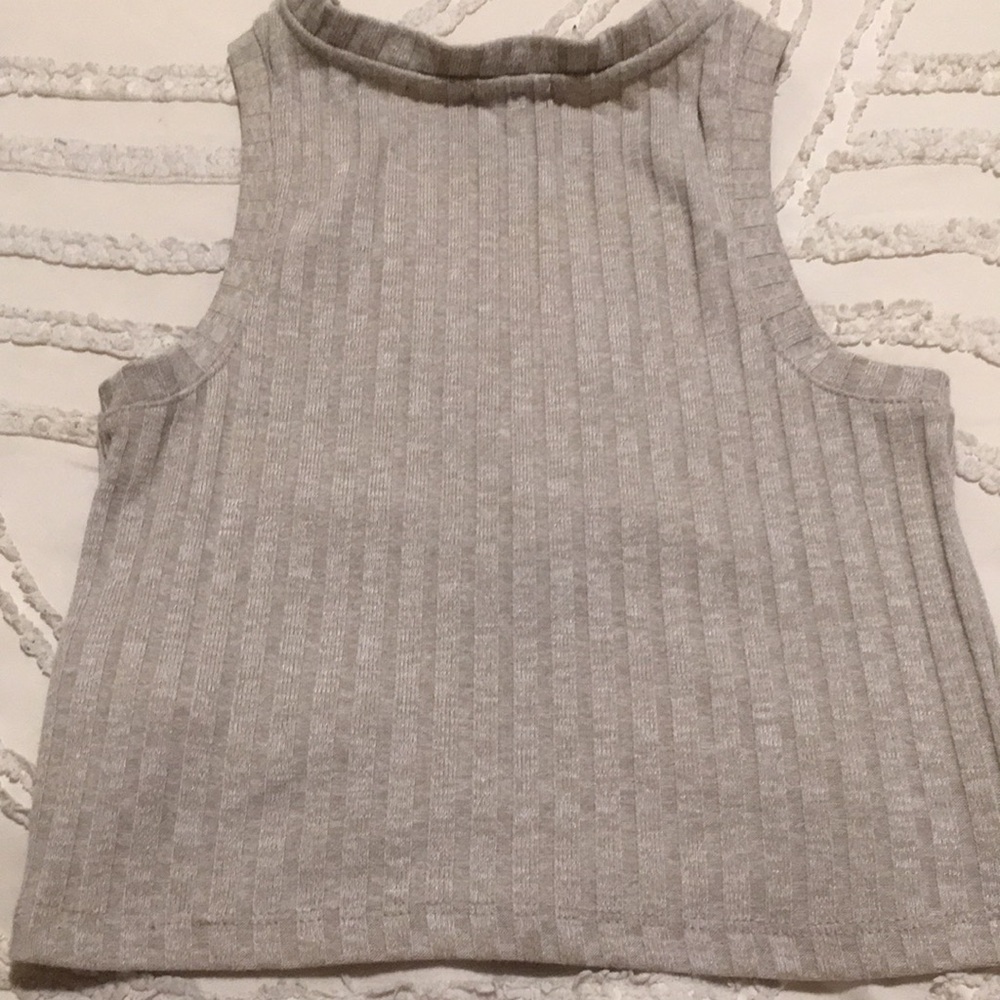 Stradivarius Cream Ribbed Button-Front Tank Top - Picture 4 of 4